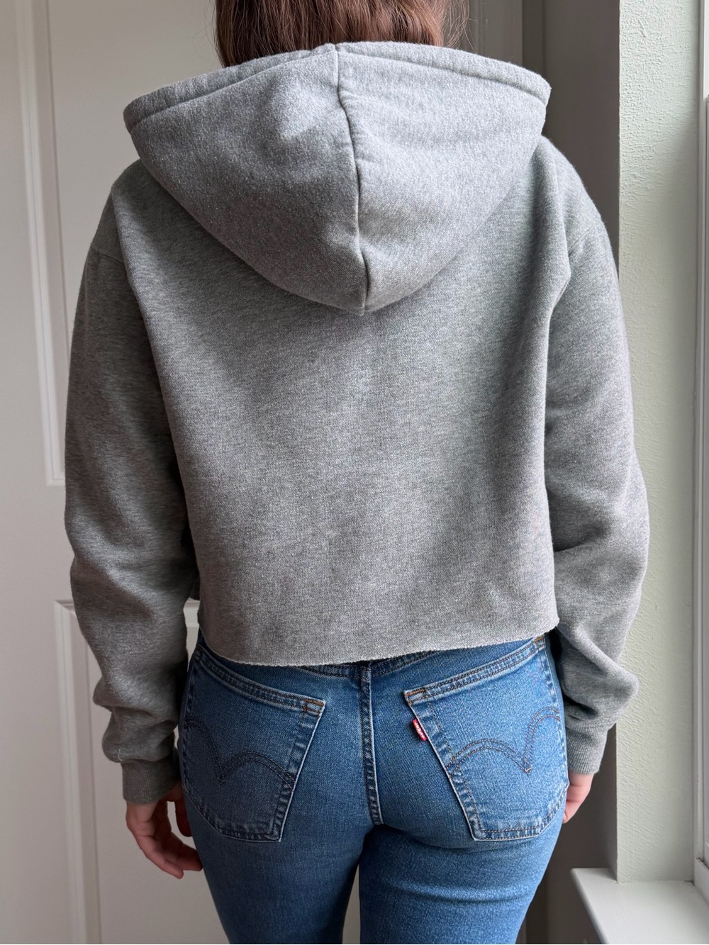WILD FABLE Cropped Gray Drawstring Fleece Hoodie - Picture 4 of 15